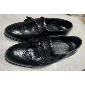 DEXTER Men Dress Shoes Black Leather Wingtip Tassel Loafers Sz 9 Made In USA